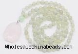 GMN4616 Hand-knotted 8mm, 10mm New jade 108 beads mala necklace with pendant