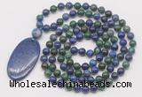 GMN5064 Hand-knotted 8mm, 10mm chrysocolla 108 beads mala necklace with pendant