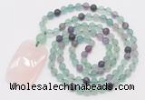 GMN5113 Hand-knotted 8mm, 10mm matte fluorite 108 beads mala necklace with pendant