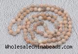 GMN512 Hand-knotted 8mm, 10mm sunstone 108 beads mala necklaces