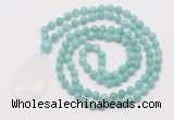 GMN5230 Hand-knotted 8mm, 10mm amazonite 108 beads mala necklace with pendant