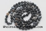 GMN536 Hand-knotted 8mm, 10mm black banded agate 108 beads mala necklaces