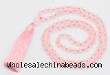 GMN5605 Hand-knotted 6mm matte rose quartz 108 beads mala necklaces with tassel