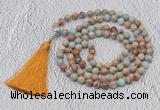 GMN612 Hand-knotted 8mm, 10mm serpentine jasper 108 beads mala necklaces with tassel