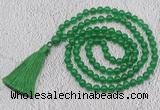 GMN62 Hand-knotted 8mm candy jade 108 beads mala necklace with tassel