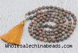 GMN622 Hand-knotted 8mm, 10mm ocean agate 108 beads mala necklaces with tassel