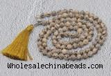 GMN628 Hand-knotted 8mm, 10mm feldspar 108 beads mala necklaces with tassel