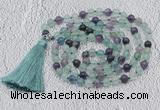 GMN642 Hand-knotted 8mm, 10mm fluorite 108 beads mala necklaces with tassel