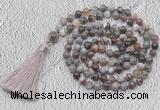 GMN700 Hand-knotted 8mm, 10mm Botswana agate 108 beads mala necklaces with tassel