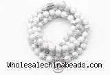 GMN7000 8mm white howlite 108 mala beads wrap bracelet necklaces