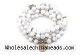 GMN7001 8mm matte white howlite 108 mala beads wrap bracelet necklaces