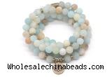 GMN7004 8mm matte amazonite 108 mala beads wrap bracelet necklace