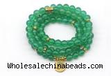 GMN7007 8mm green agate 108 mala beads wrap bracelet necklace