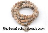 GMN7017 8mm matte picture jasper 108 mala beads wrap bracelet necklace