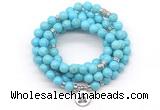 GMN7053 8mm blue howlite 108 mala beads wrap bracelet necklaces