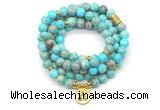 GMN7055 8mm blue sea sediment jasper 108 mala beads wrap bracelet necklaces