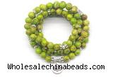 GMN7056 8mm green sea sediment jasper 108 mala beads wrap bracelet necklaces