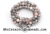 GMN7058 8mm pink zebra jasper 108 mala beads wrap bracelet necklaces