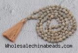 GMN706 Hand-knotted 8mm, 10mm feldspar 108 beads mala necklaces with tassel