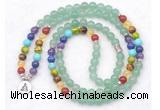 GMN7110 7 Chakra 8mm green aventurine 108 mala beads wrap bracelet necklaces