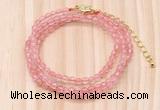 GMN7206 4mm faceted round tiny cherry quartz beaded necklace jewelry