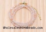 GMN7207 4mm faceted round tiny pink aventurine beaded necklace jewelry