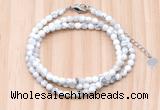 GMN7211 4mm faceted round tiny white howlite beaded necklace jewelry