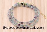 GMN7214 4mm faceted round tiny fluorite beaded necklace jewelry