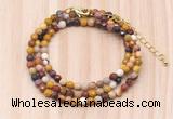 GMN7233 4mm faceted round tiny mookaite jasper beaded necklace jewelry