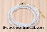 GMN7251 4mm faceted round tiny white moonstone beaded necklace jewelry