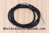 GMN7266 4mm faceted round blue goldstone beaded necklace jewelry