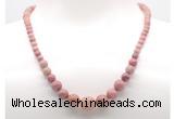 GMN7301 pink wooden jasper graduated beaded necklace & bracelet set