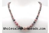 GMN7317 rhodonite graduated beaded necklace & bracelet set