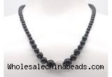 GMN7323 black onyx graduated beaded necklace & bracelet set