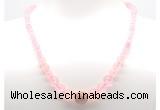 GMN7325 rose quartz graduated beaded necklace & bracelet set