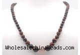 GMN7333 red tiger eye graduated beaded necklace & bracelet set