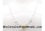 GMN7338 white crystal graduated beaded necklace & bracelet set