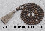 GMN734 Hand-knotted 8mm, 10mm bronzite 108 beads mala necklaces with tassel