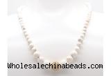 GMN7340 white howlite graduated beaded necklace & bracelet set