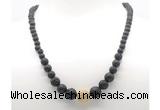 GMN7346 black lava graduated beaded necklace & bracelet set