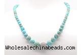 GMN7349 blue sea sediment jasper graduated beaded necklace & bracelet set