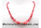 GMN7355 red banded agate graduated beaded necklace & bracelet set