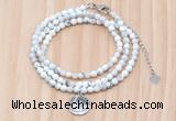 GMN7411 4mm faceted round tiny white howlite beaded necklace with constellation charm