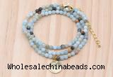 GMN7412 4mm faceted round tiny amazonite beaded necklace with constellation charm