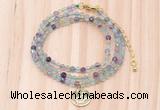 GMN7414 4mm faceted round tiny fluorite beaded necklace with constellation charm