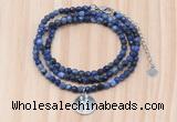 GMN7417 4mm faceted round tiny sodalite beaded necklace with constellation charm