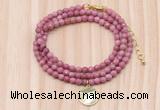 GMN7426 4mm faceted round tiny pink wooden jasper beaded necklace with constellation charm