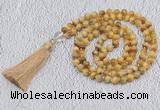 GMN743 Hand-knotted 8mm, 10mm golden tiger eye 108 beads mala necklaces with tassel