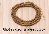 GMN7431 4mm faceted round tiny wooden jasper beaded necklace with constellation charm