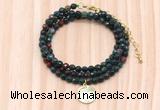 GMN7436 4mm faceted round tiny Indian bloodstone beaded necklace with constellation charm